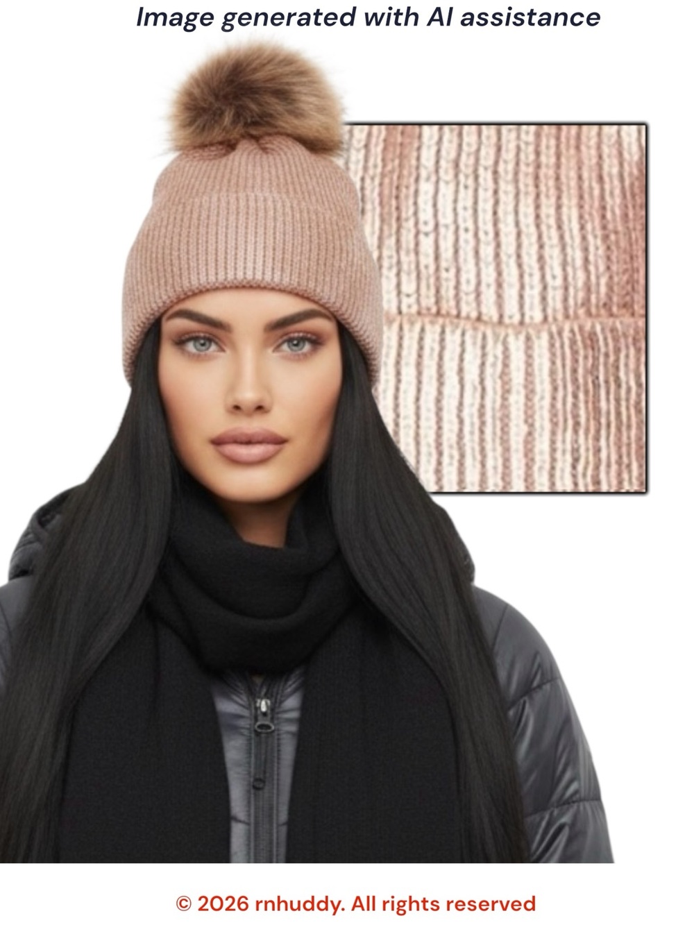 NWT Scoop pink metallic Pom Pom beanie